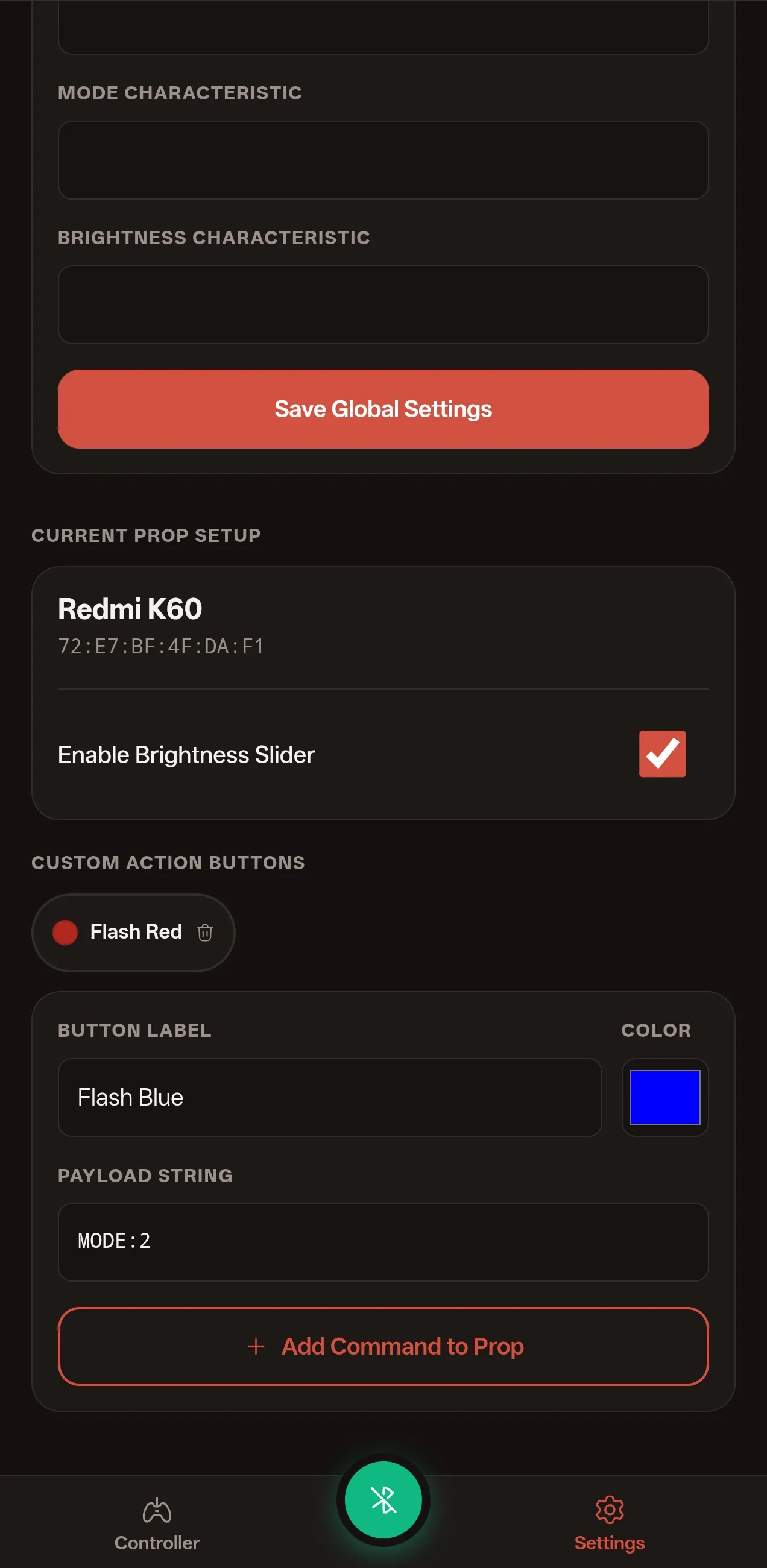 Settings configuration